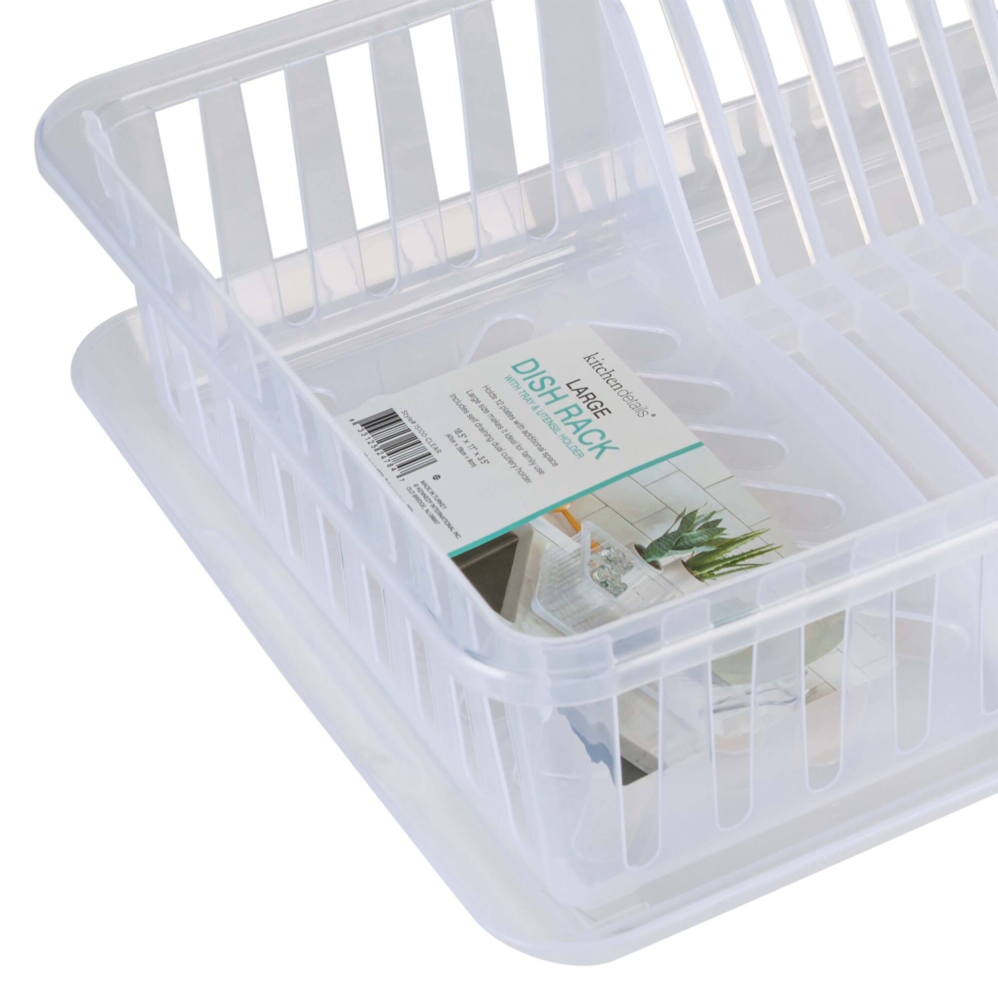 Kitchen Details Large Clear Dish Rack with Tray